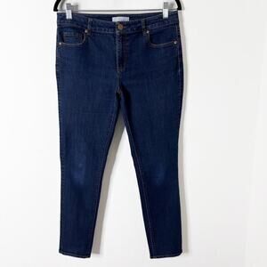 Loft Women's Curvy Skinny Jeans 29/8 Dark Blue Wash Stretch Mid Rise Denim